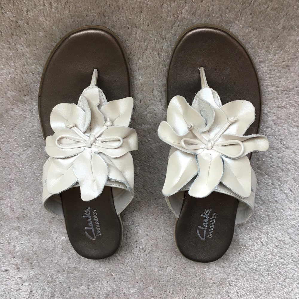 Clarks slip on flower sandals